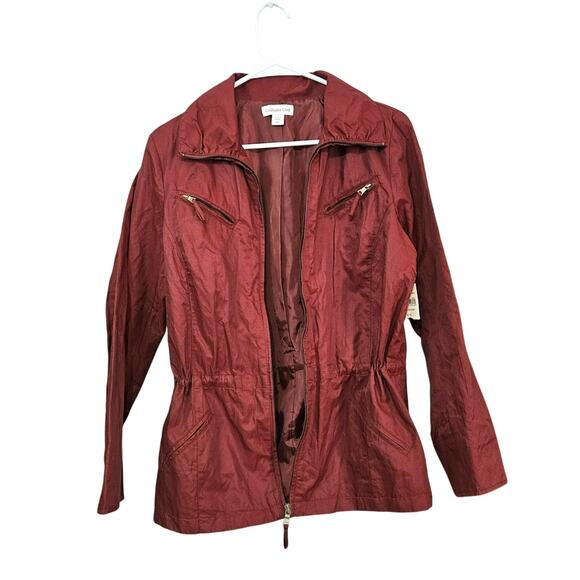 NWT Coldwater Creek Womens Anorak Zip Raincoat Jacket Coat Sz Small 4/6 Burgundy - Picture 4 of 11